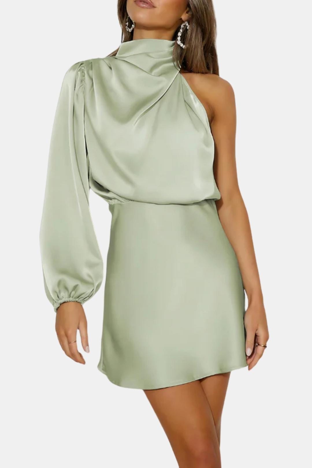Image of Elena | Dames One Shoulder Asymmetrische Mini Jurk