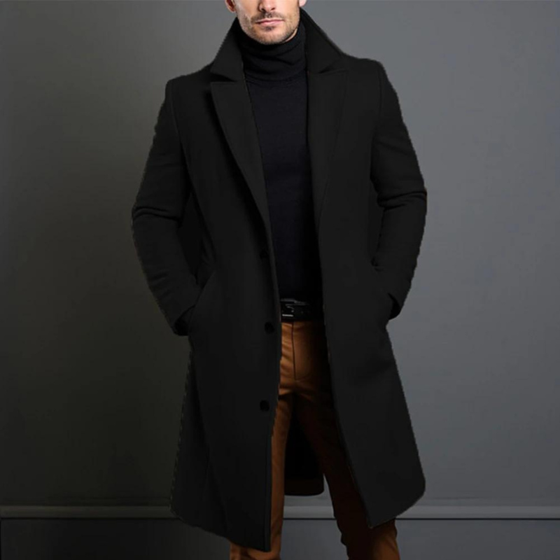 Elias | Lange Slim-Fit Mantel voor Heren
