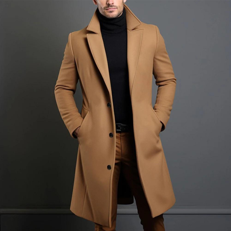 Elias | Lange Slim-Fit Mantel voor Heren