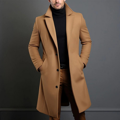 Elias | Lange Slim-Fit Mantel voor Heren