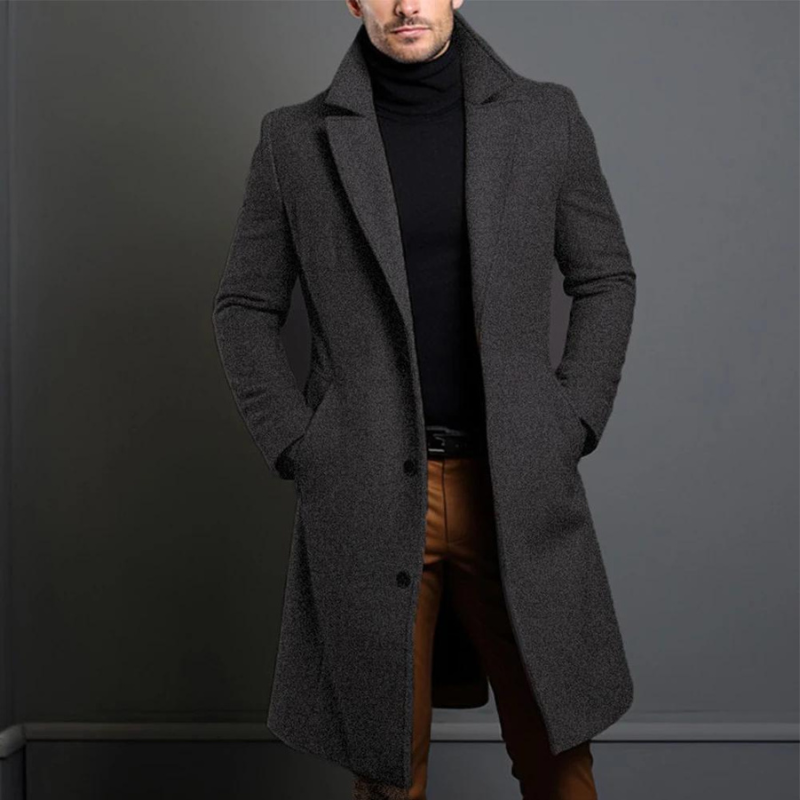 Elias | Lange Slim-Fit Mantel voor Heren
