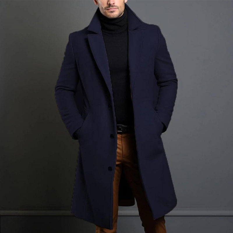 Elias | Lange Slim-Fit Mantel voor Heren