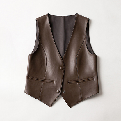 Image of Elin | Dames Mouwloos Vest met Knopen