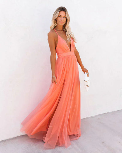 Image of Eline | Dames Mouwloze A-lijn Maxi Jurk