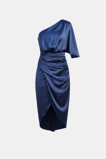 Image of Ella | Dames One Shoulder Wrap Midi Jurk