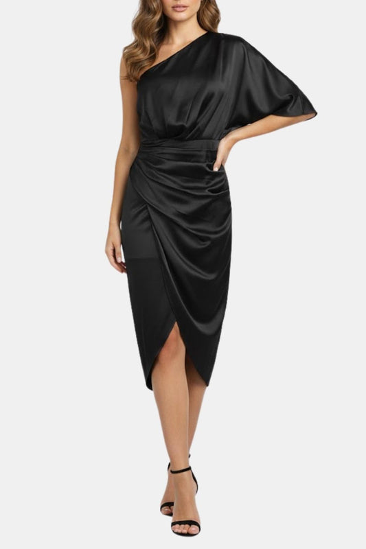 Image of Ella | Dames One Shoulder Wrap Midi Jurk