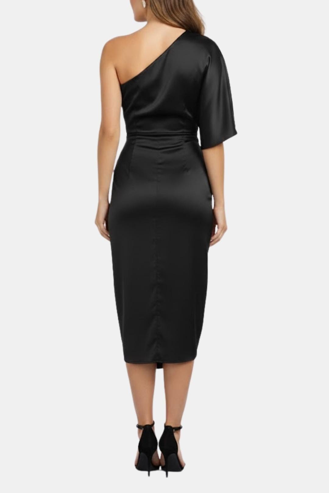 Image of Ella | Dames One Shoulder Wrap Midi Jurk