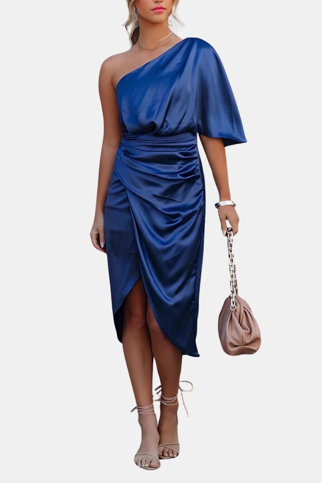 Image of Ella | Dames One Shoulder Wrap Midi Jurk