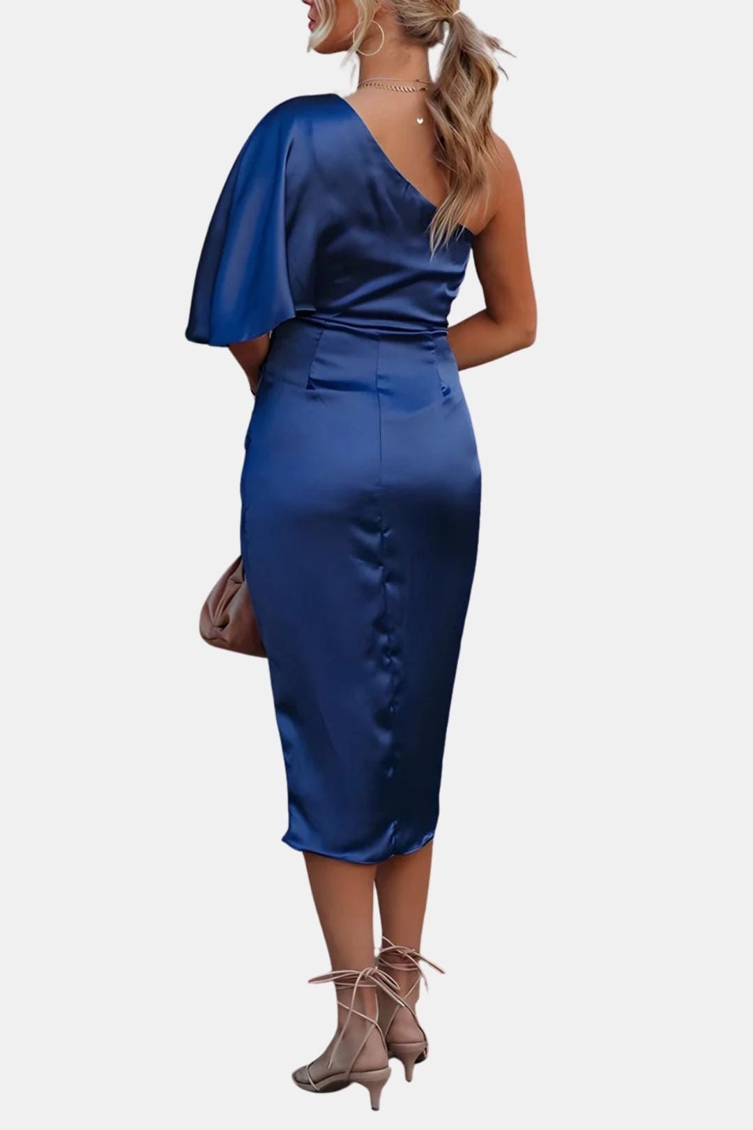 Image of Ella | Dames One Shoulder Wrap Midi Jurk