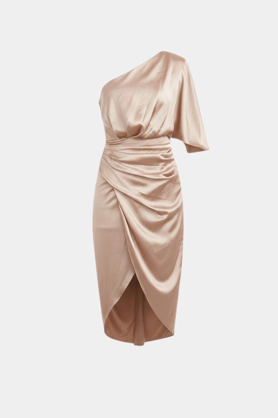 Image of Ella | Dames One Shoulder Wrap Midi Jurk