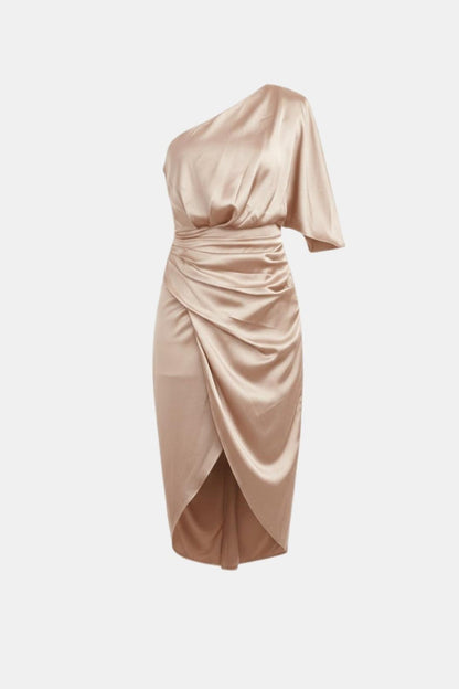 Image of Ella | Dames One Shoulder Wrap Midi Jurk