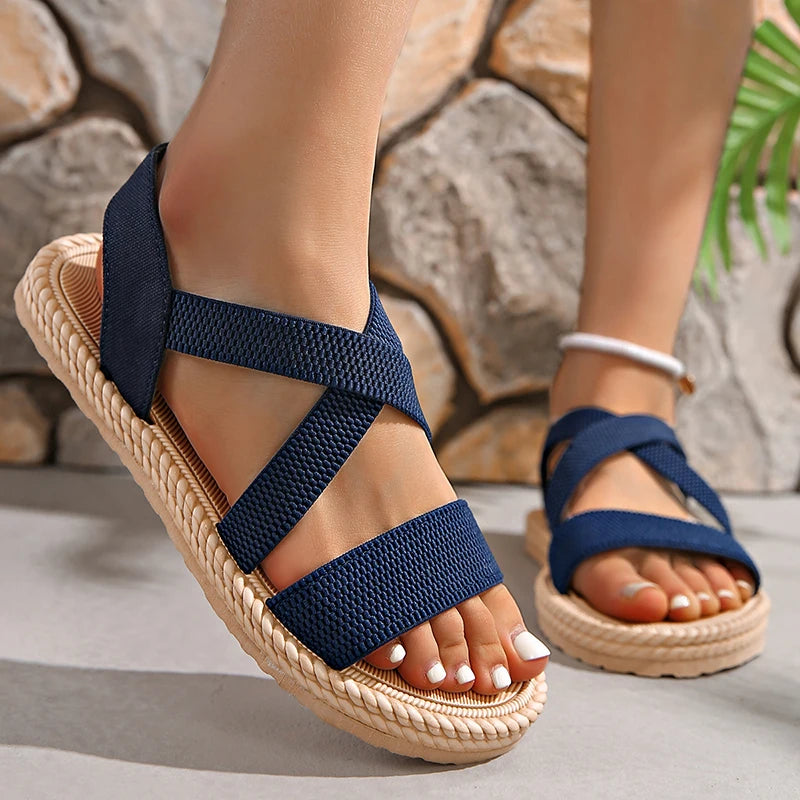 Image of Emily | Dames Criss Cross Platte Sandalen