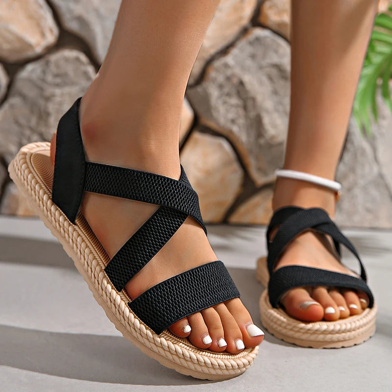 Image of Emily | Dames Criss Cross Platte Sandalen