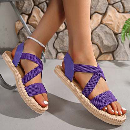 Image of Emily | Dames Criss Cross Platte Sandalen