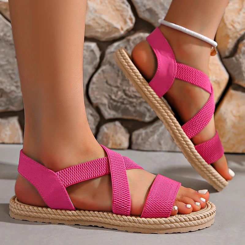 Image of Emily | Dames Criss Cross Platte Sandalen