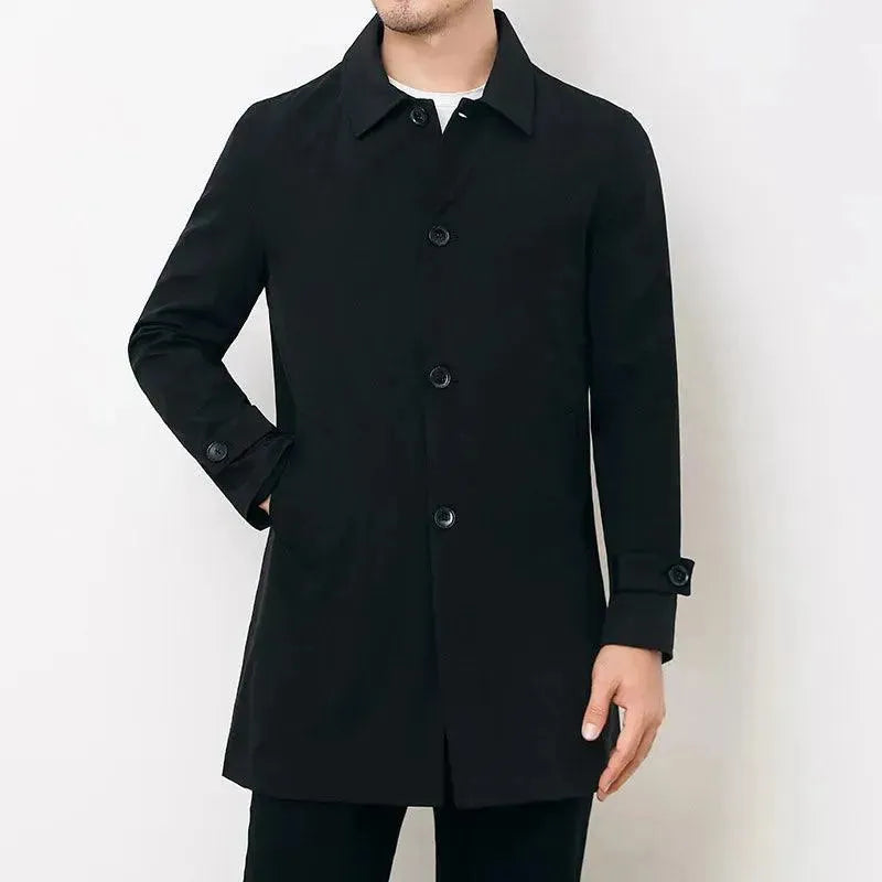 Enkelrijige trenchcoat voor heren met reverskraag