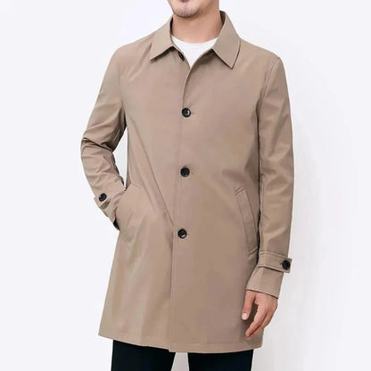Enkelrijige trenchcoat voor heren met reverskraag