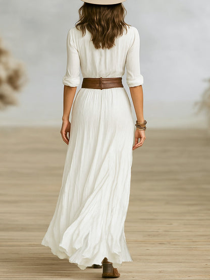 Image of Esmee | Dames V-hals Maxi-jurk met Knopen