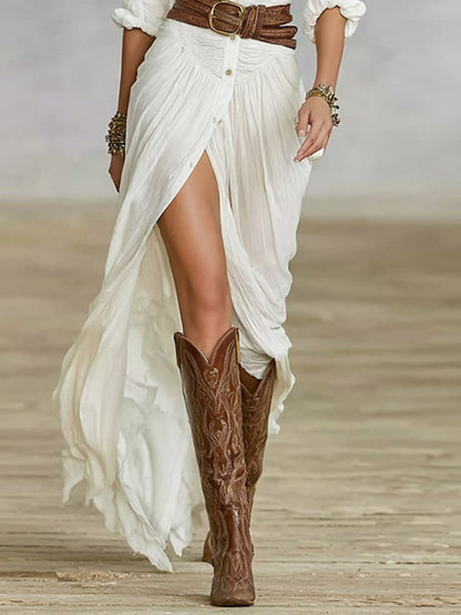 Image of Esmee | Dames V-hals Maxi-jurk met Knopen