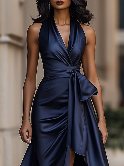 Image of Evelyn | Dames Mouwloze V-hals Overwrap Midi Jurk