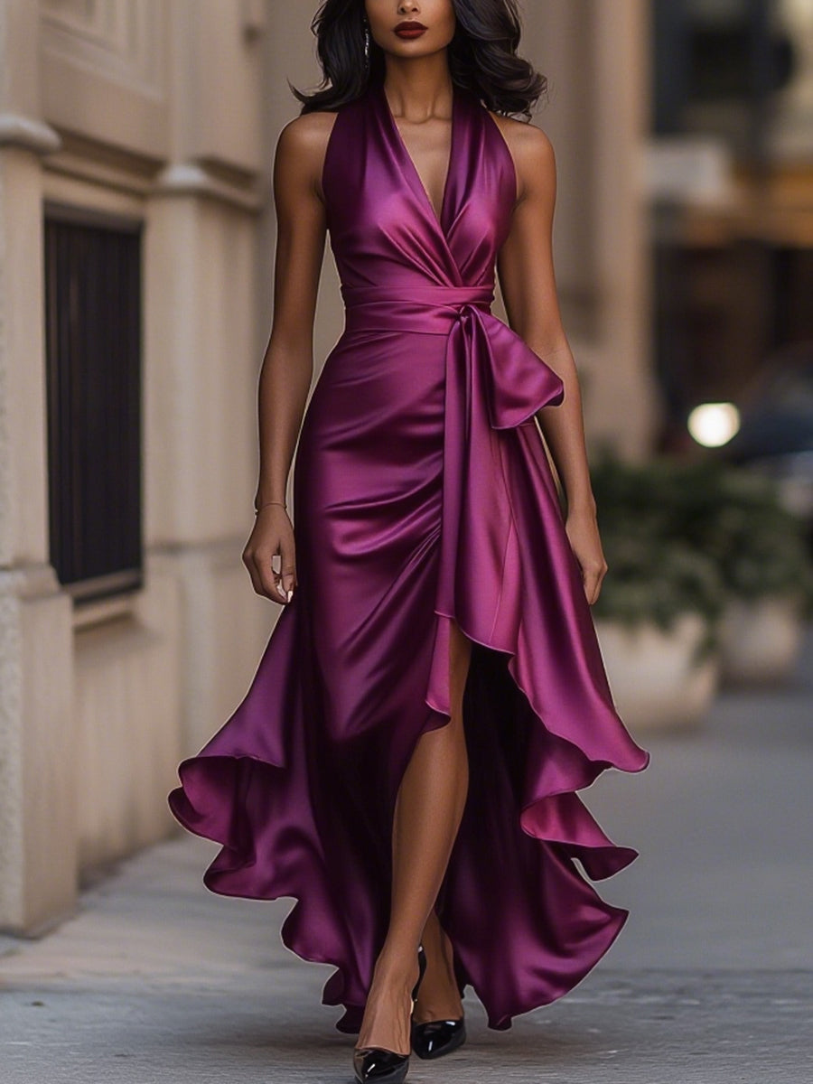 Image of Evelyn | Dames Mouwloze V-hals Overwrap Midi Jurk