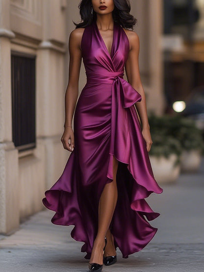 Image of Evelyn | Dames Mouwloze V-hals Overwrap Midi Jurk