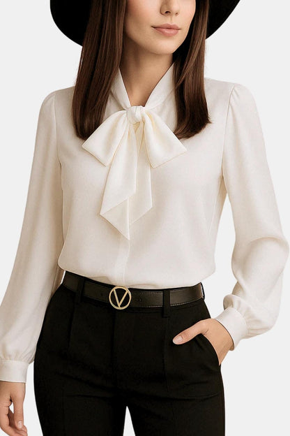 Image of Fenna | Dames Lange Mouw Blouse met Strik