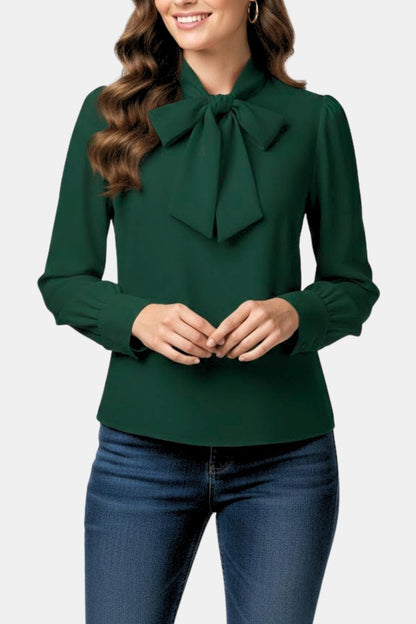 Image of Fenna | Dames Lange Mouw Blouse met Strik