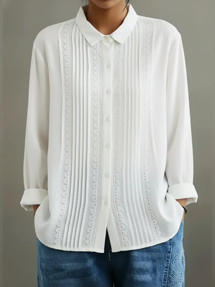 Image of Fien | Dames Overhemd met Knoopsluiting en Plooitjes