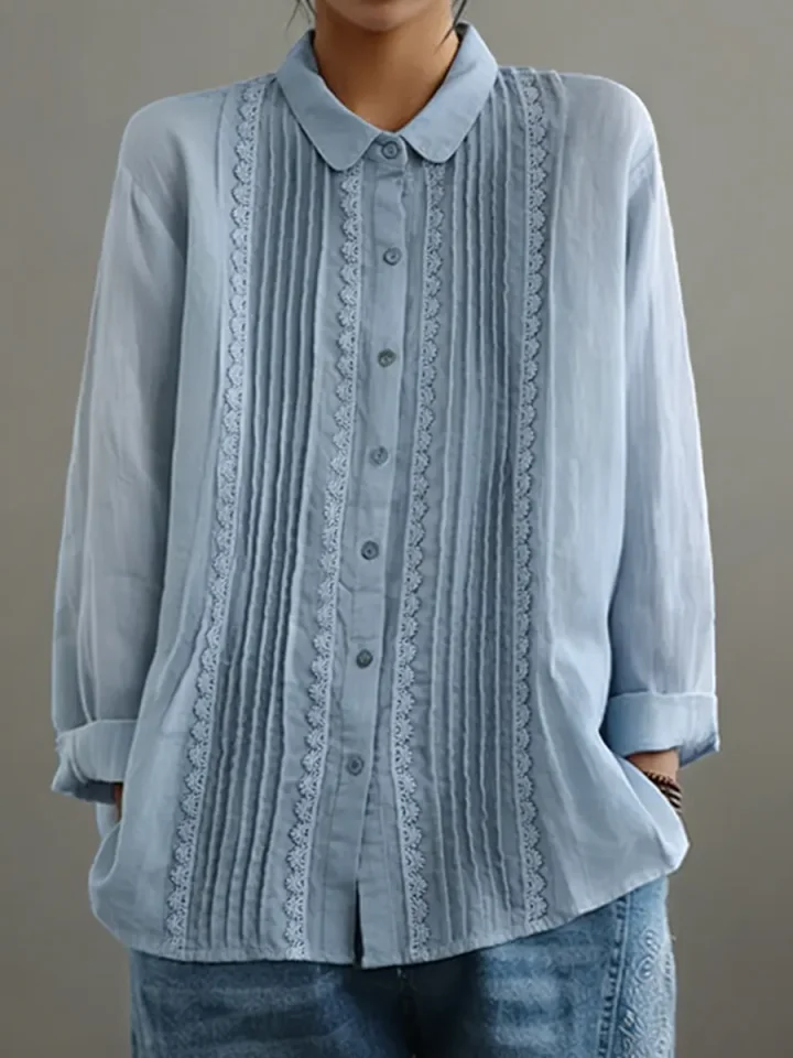 Image of Fien | Dames Overhemd met Knoopsluiting en Plooitjes