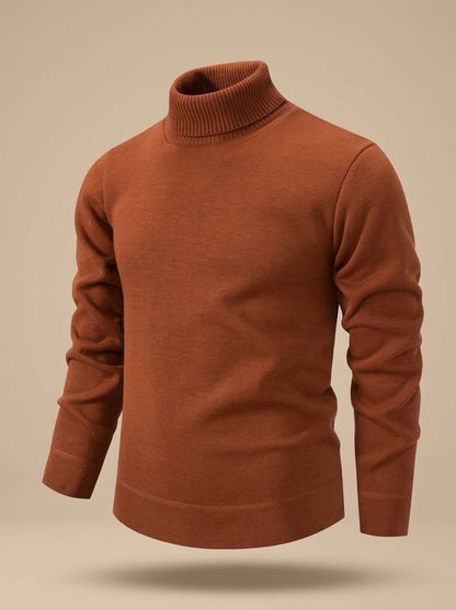 Fijngebreide slim-fit coltrui voor heren met geribde boorden