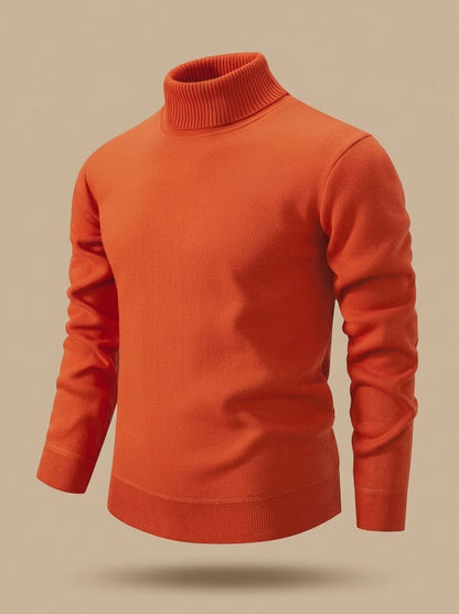 Fijngebreide slim-fit coltrui voor heren met geribde boorden