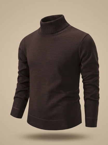Fijngebreide slim-fit coltrui voor heren met geribde boorden
