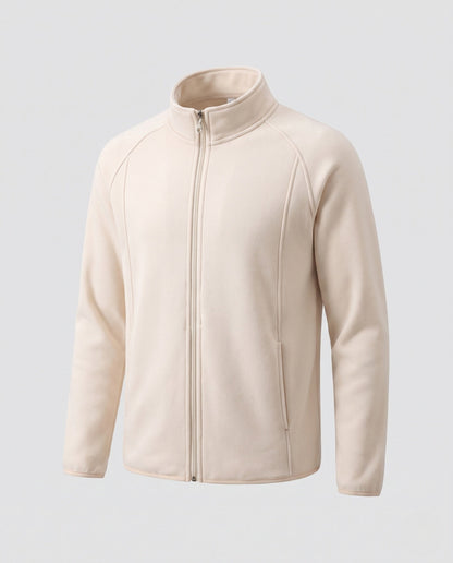 Fleece jas voor heren met opstaande kraag en windbescherming