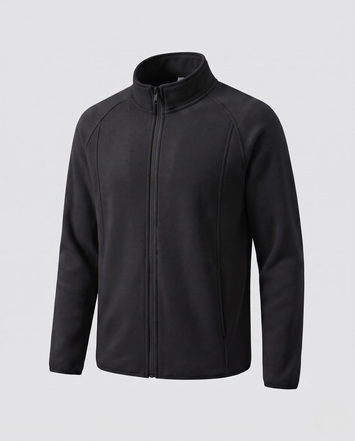 Fleece jas voor heren met opstaande kraag en windbescherming