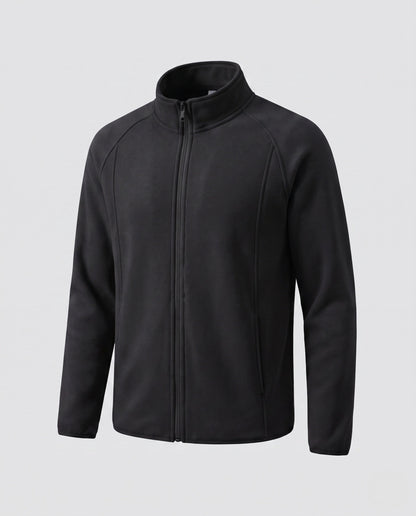 Fleece jas voor heren met opstaande kraag en windbescherming