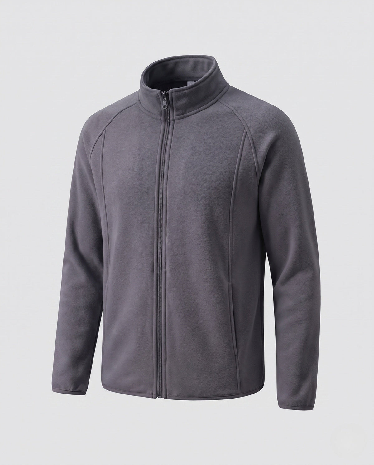 Fleece jas voor heren met opstaande kraag en windbescherming