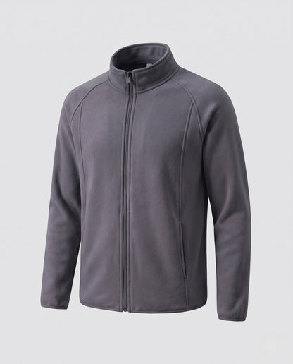 Fleece jas voor heren met opstaande kraag en windbescherming