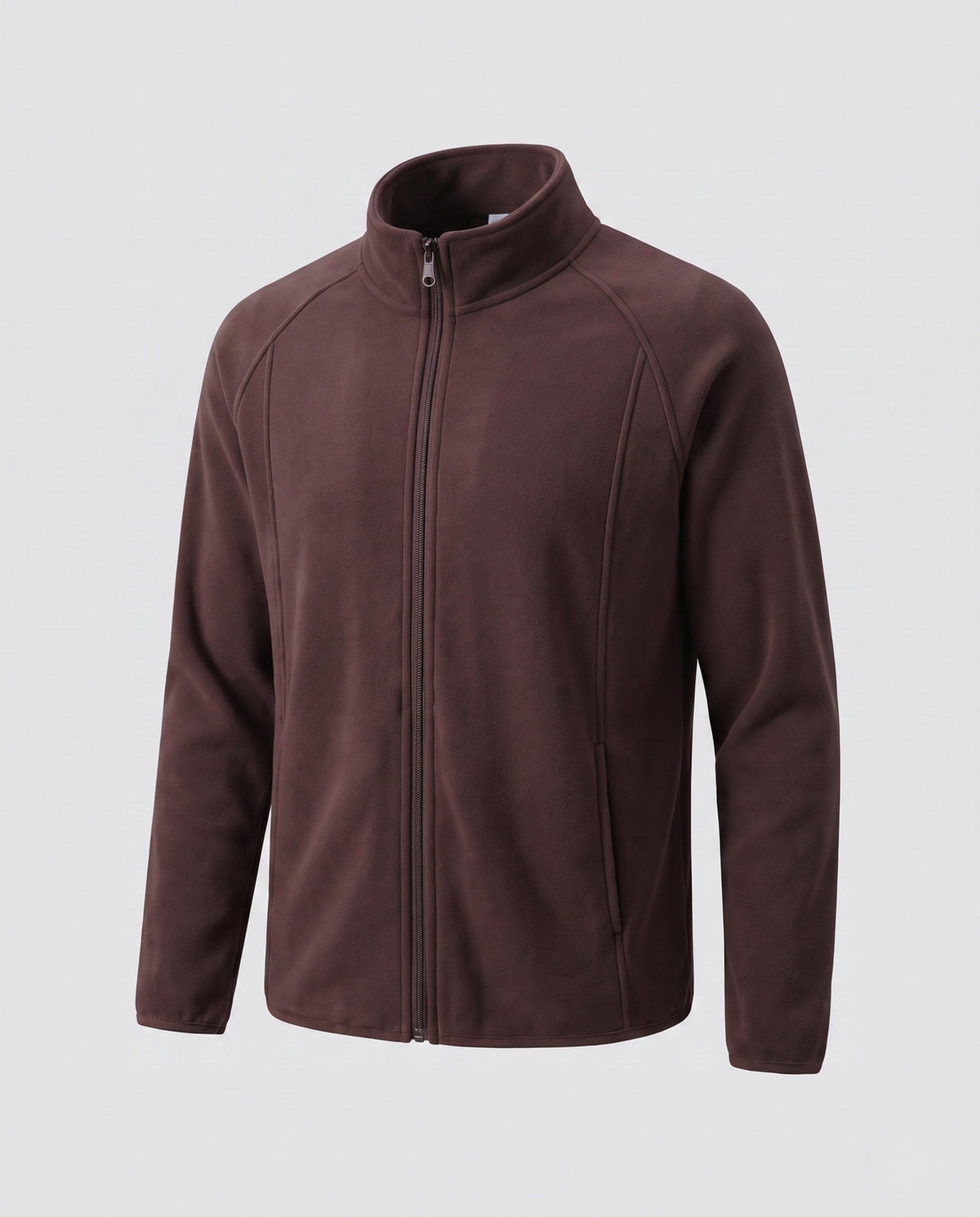 Fleece jas voor heren met opstaande kraag en windbescherming