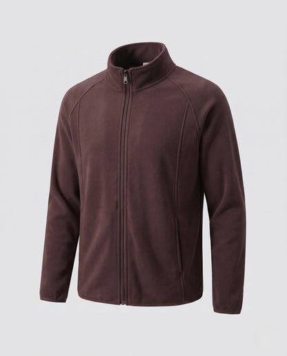 Fleece jas voor heren met opstaande kraag en windbescherming