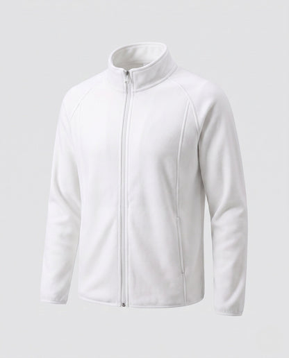 Fleece jas voor heren met opstaande kraag en windbescherming