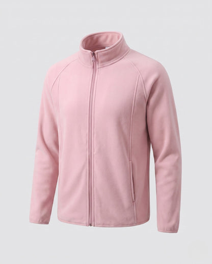 Fleece jas voor heren met opstaande kraag en windbescherming