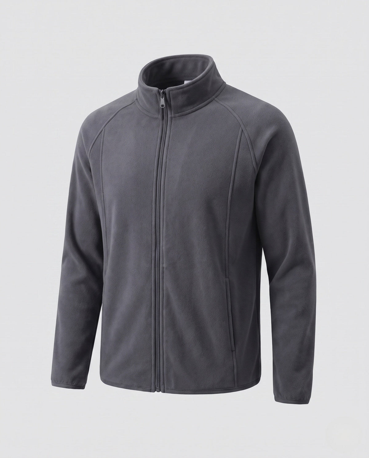 Fleece jas voor heren met opstaande kraag en windbescherming