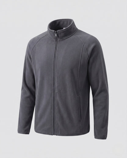 Fleece jas voor heren met opstaande kraag en windbescherming