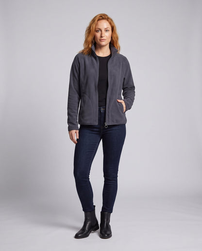 Fleece jas voor heren met opstaande kraag en windbescherming