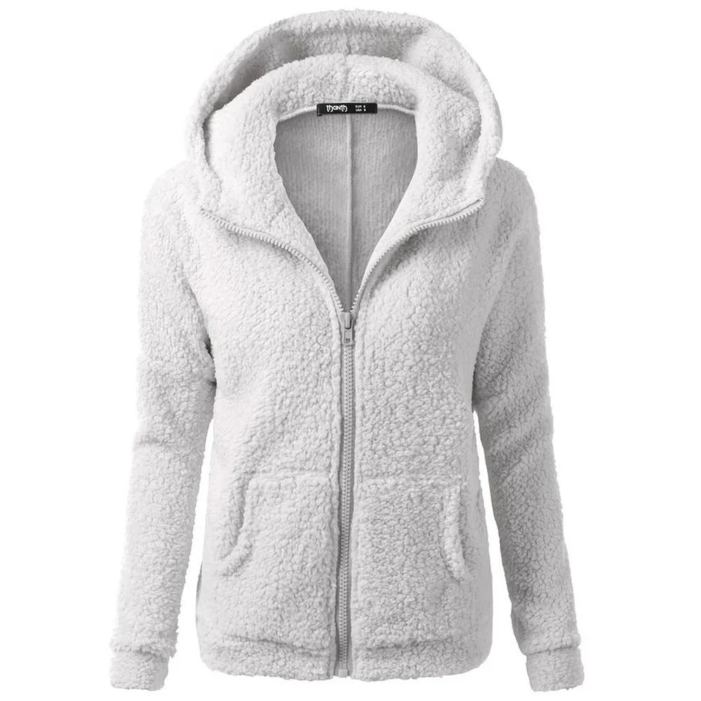 Fleece winterjas met capuchon voor dames