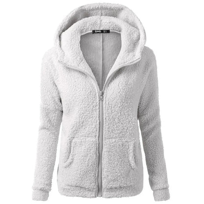 Fleece winterjas met capuchon voor dames