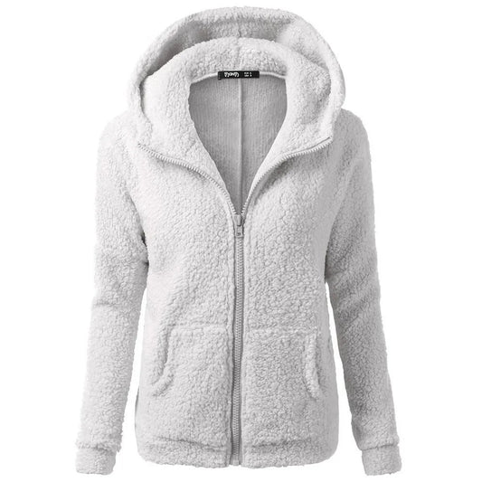 Fleece winterjas met capuchon voor dames