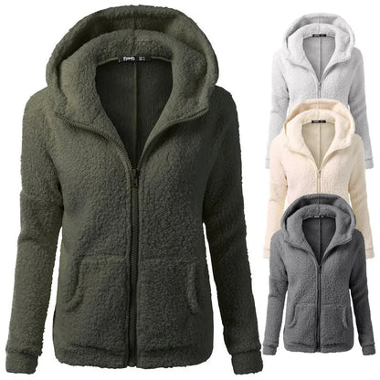 Fleece winterjas met capuchon voor dames