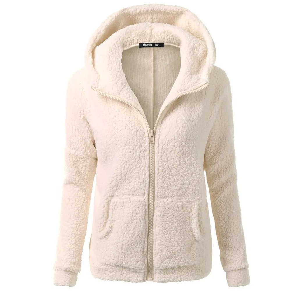 Fleece winterjas met capuchon voor dames